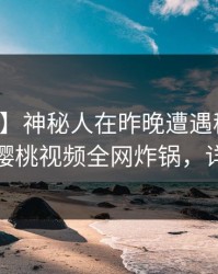 【独家】神秘人在昨晚遭遇秘闻欲言又止，樱桃视频全网炸锅，详情速看