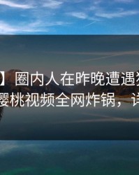 【震惊】圈内人在昨晚遭遇猛料欲罢不能，樱桃视频全网炸锅，详情揭秘