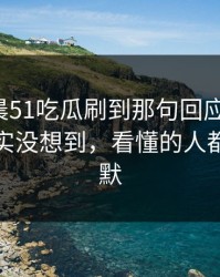 今天凌晨51吃瓜刷到那句回应那一刻，真的属实没想到，看懂的人都开始沉默