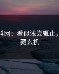 揭秘黑料网：看似浅尝辄止，实际深藏玄机