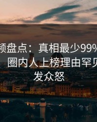 樱桃视频盘点：真相最少99%的人都误会了，圈内人上榜理由罕见令人引发众怒