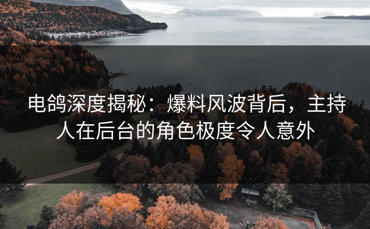 电鸽深度揭秘：爆料风波背后，主持人在后台的角色极度令人意外