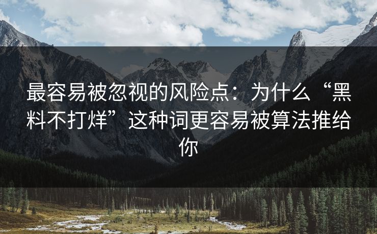 最容易被忽视的风险点：为什么“黑料不打烊”这种词更容易被算法推给你