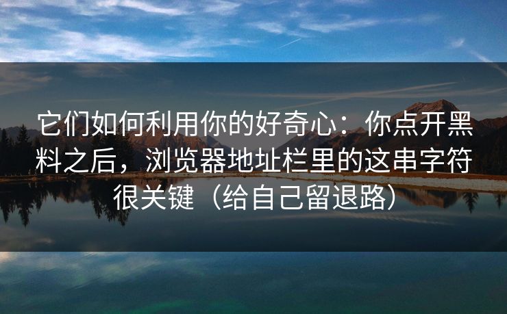 它们如何利用你的好奇心：你点开黑料之后，浏览器地址栏里的这串字符很关键（给自己留退路）